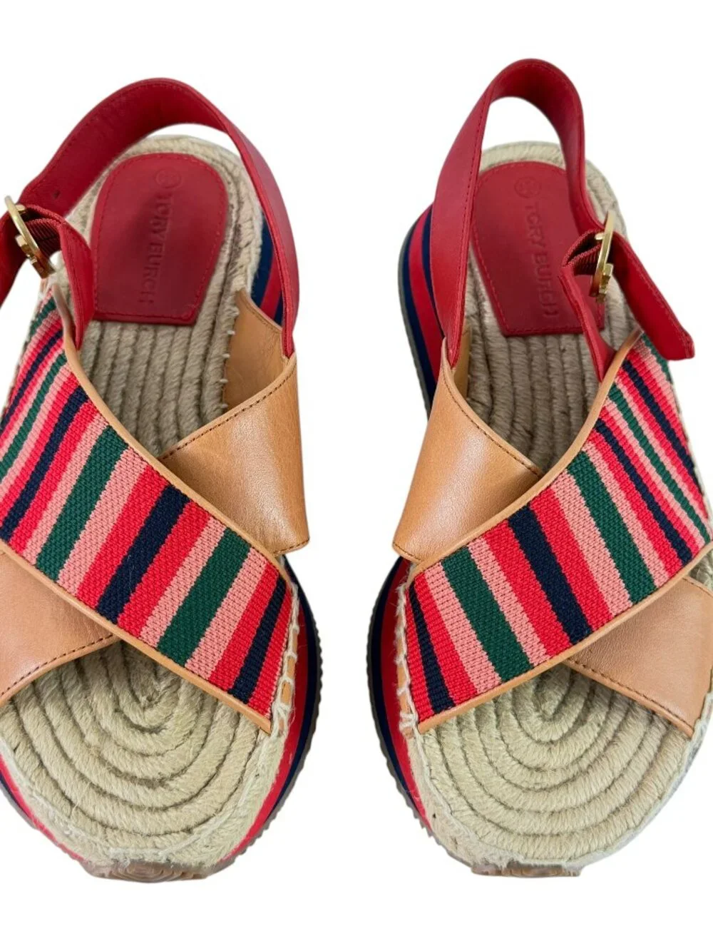 TORY BURCH Daisy Sport Crossover Textile Straps Women Sandals Marked as 7M